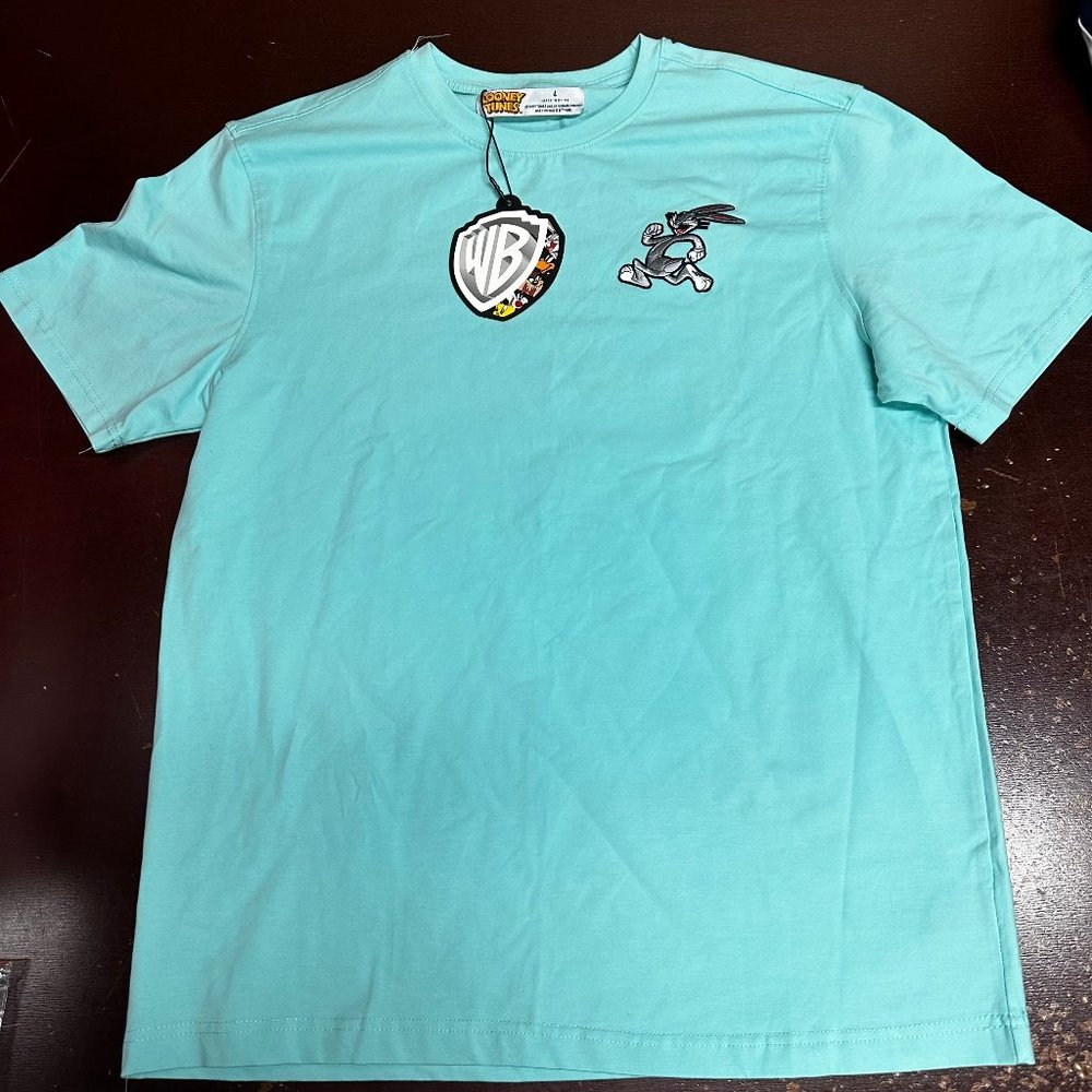 Looney Tune Mens Blue Bugs Bunny Short Sleeve Crew Neck Graphic T-Shirt Size L